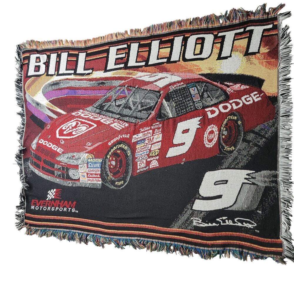 Vintage Bill Elliott 9 Dodge NASCAR Racing Woven Throw Blanket The Northwest